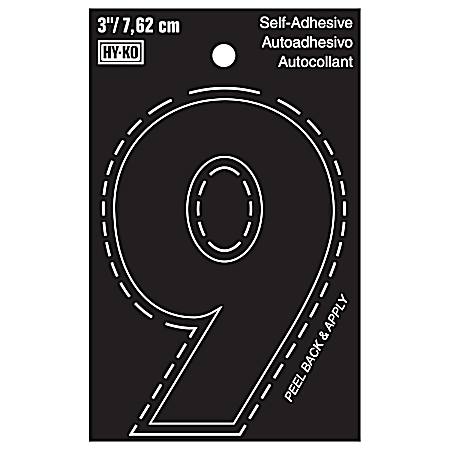 3 in Black Adhesive Vinyl Die Cut Number 9