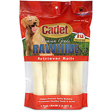 2 lb Gourmet Retriever Rolls Beef Rawhide Dog Treats