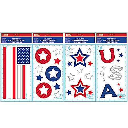 5.5 in x 12 in Patriotic Window Gel Clings Assorted