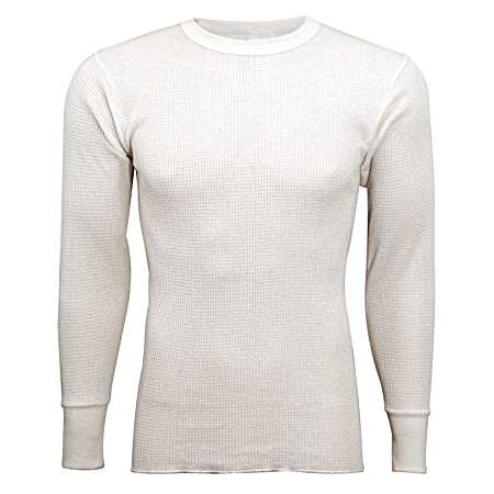 Men's Natural Long Sleeve Waffle Knit Thermal Pullover Shirt