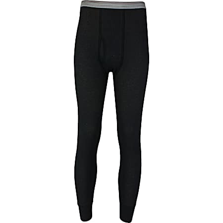 Men's Black Thermal Waffle Knit Base Layer Pants