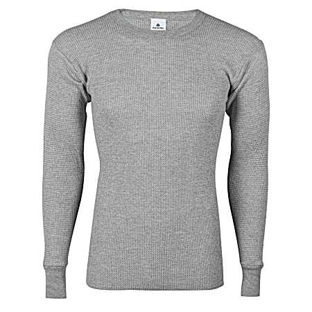 Men's Heather Gray Waffle Knit Thermal Shirt