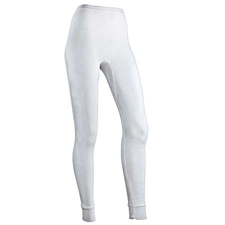 Ladies' White Thermal Waffle Knit Base Layer Bottoms