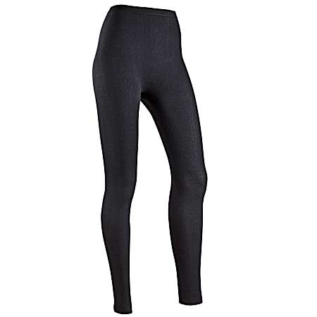 Women's Black Thermal Waffle Knit Base Layer Pants