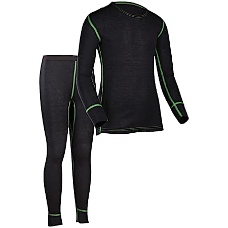 Kids' Black Thermal Base Layer Set - 2 Pc