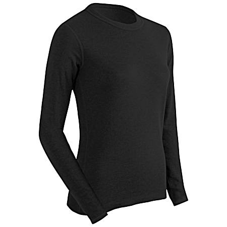 Women's Basic Thermal Black Long Sleeve Shirt
