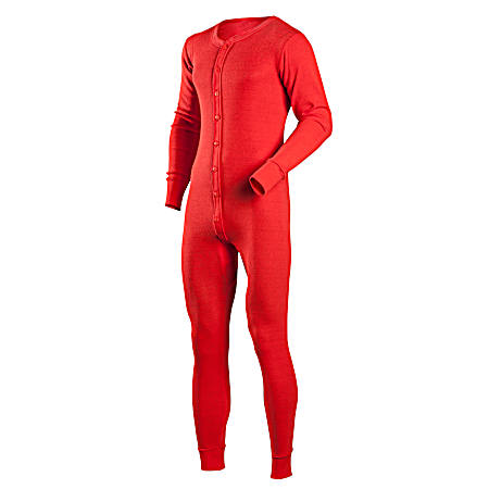Men's Red Cotton Unionsuit