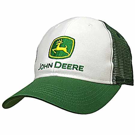 Men's White & Green Patch Logo Cap