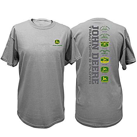 Men's Oxford Grey Tractors & Plows Graphic Crew Neck Short Sleeve T-Shirt