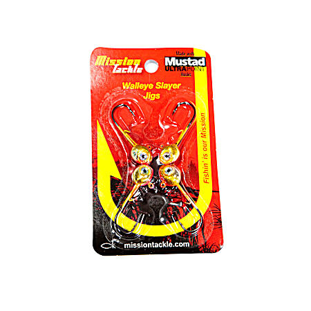 Gold Holo Pink Mission Tackle Walleye Slayer Jig - 4 Pk