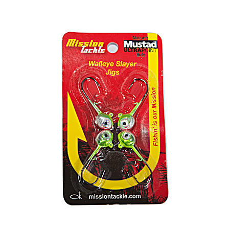 Chartreuse Shiner Mission Tackle Walleye Slayer Jig - 4 Pk