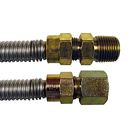 1/2 OD x 48 Stainless Steel Gas Water Heater/Dryer Connector - 1/2 MIP x 1/2 FIP