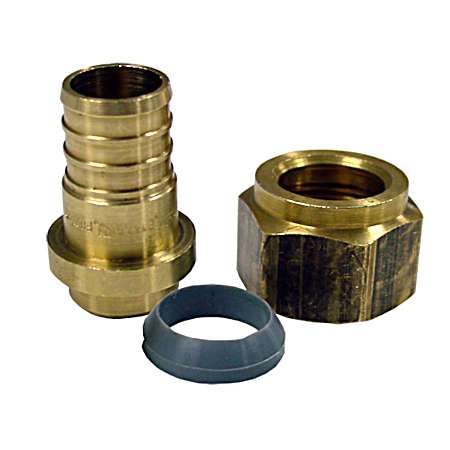 3/4 in PEX x 3/4 in FIP Lead-Free Brass Swivel Adapter w/ Brass Nut