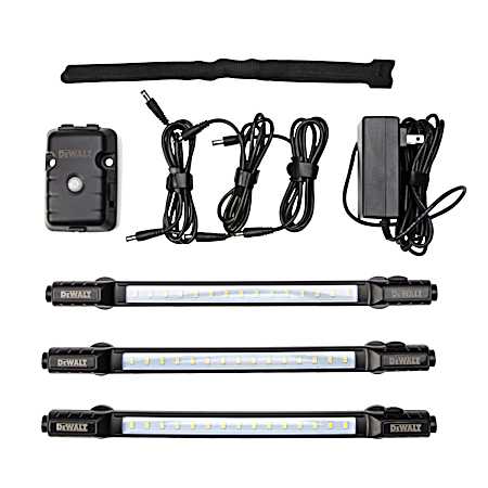 Black Motion Sensor 500 Lumen LED Magnetic Light Strip Kit for Storage Racks - 3 Pk