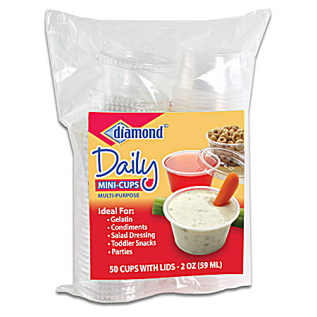 2 oz Mini Cups with Lids - 50 Ct