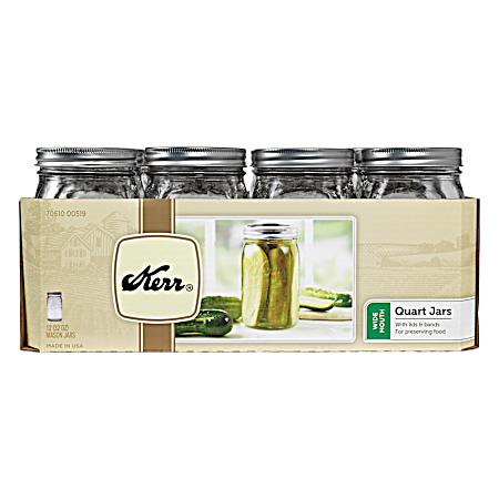 Quart Clear Wide Mouth Glass Canning Jars - 12 Pk