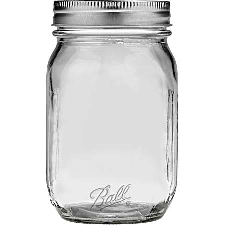Pint Clear Regular Mouth Glass Canning Jars - 12 Pk