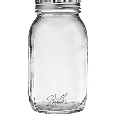 Quart Clear Regular Mouth Glass Canning Jars - 12 Pk