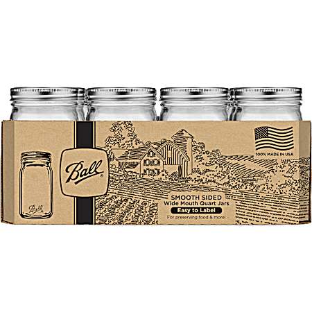 Quart Clear Wide Mouth Glass Canning Jars - 12 Pk