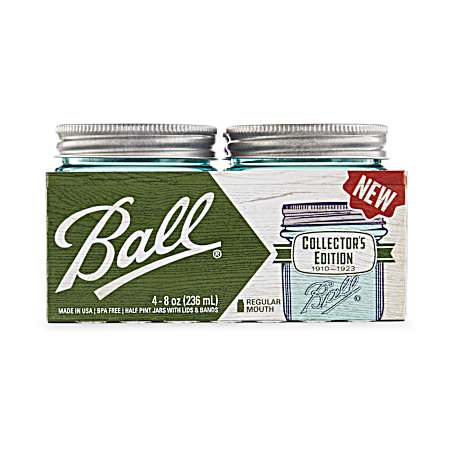 8 oz Aqua Vintage Regular Mouth Half Pint Jars - 4 pk