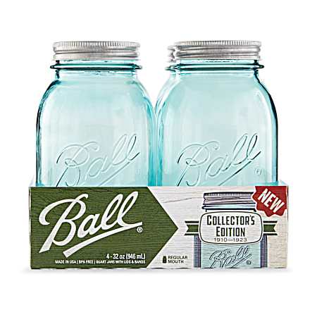 32 oz Aqua Vintage Regular Mouth Quart Jars - 4 pk