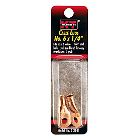 Cable Lugs Size No. 6 x 1/4 in - 2 Pk