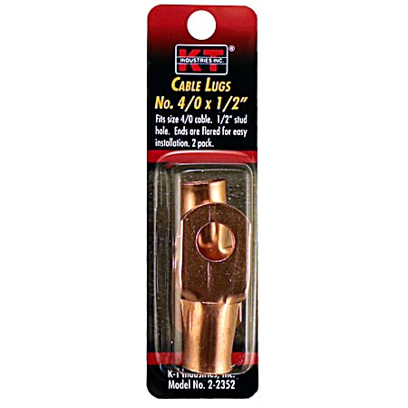 Cable Lug Size 4/0 X 1/2 in Cable - 2 Pk
