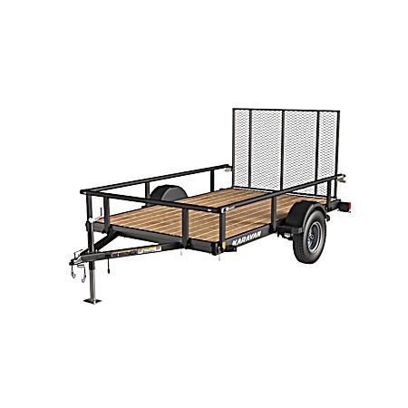 6 ft x 10 ft Black Steel Utility Trailer w/ Fold Down Rails