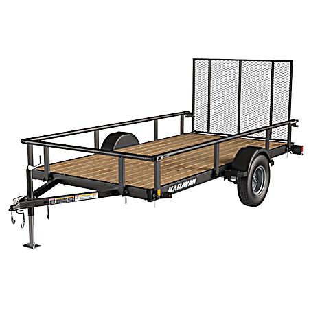 6 ft x 12 ft Black Steel Utility Trailer W/ Patented Fold Down Rails
