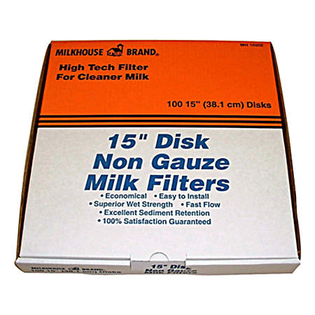 15 in Disk Non-Gauze Milk Filter - 100 Pk