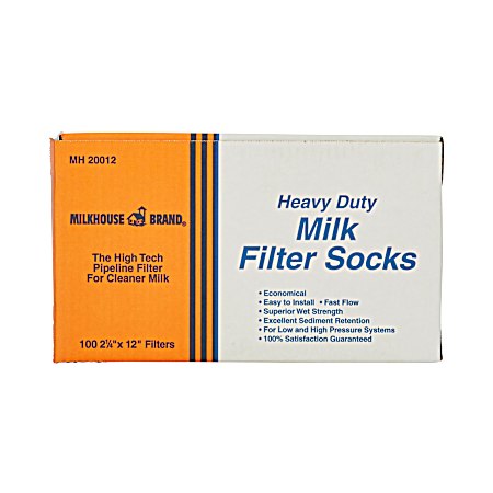 2-1/4 in x 12 in Heavy-Duty Milk Filter Socks - 100 Pk