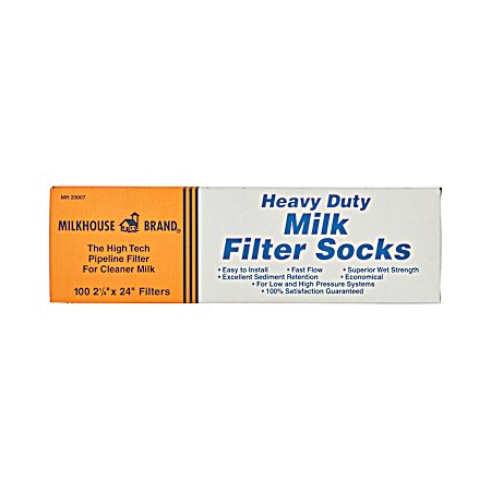 2-1/4 in x 24 in Heavy-Duty Milk Filter Socks - 100 Pk