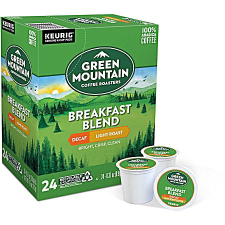 Breakfast Blend Light Roast Decaf Coffee K-Cup Pods - 24 Ct