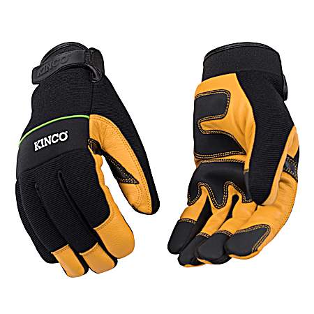 Men's Brown Goatskin/Polyester Gloves