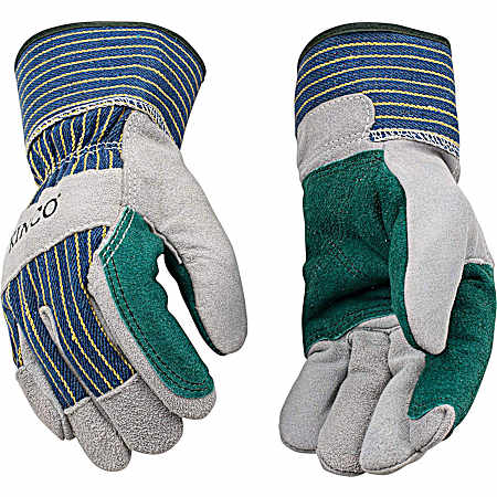 Men's Grey Suede Cowhide/Canvas Gloves