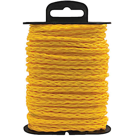5/32 in x 45 ft Yellow Polypropylene Hollow Braid Rope Winder