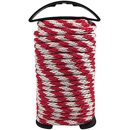 3/8 in x 50 ft Red/White Polypropylene Solid Braid Rope Winder