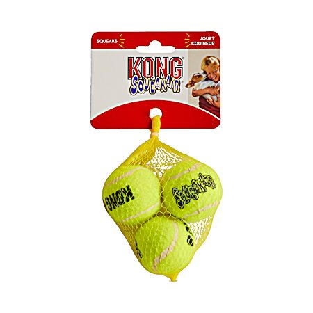 SqueakAir Small Yellow Ball Dog Toy - 3 Ct