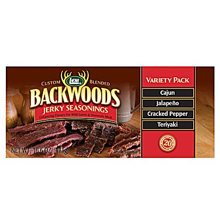 Backwoods 16.6 Oz Cajun, Jalapeno, Cracked Pepper & Teriyaki Jerky Seasonings Variety Pack