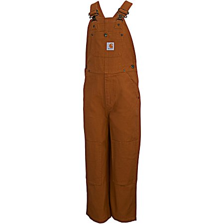 Little Boys' Brown Duck Washed Bib Overalls