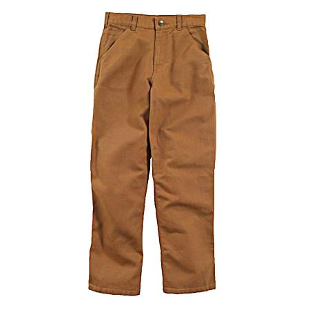 Little Boys' Brown Washed Duck Dungaree Pants