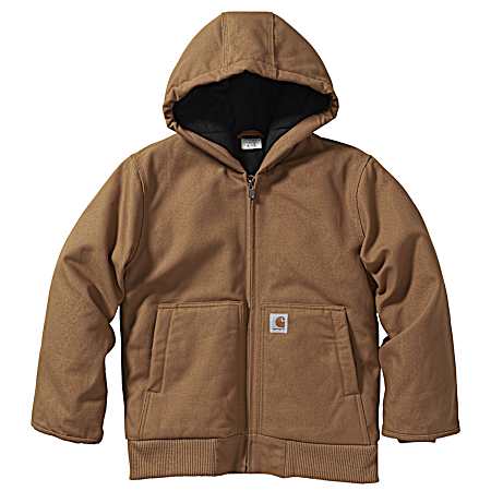 Little Kids' Active Brown Hooded Full Zip Quilted Flannel Lined Jacket