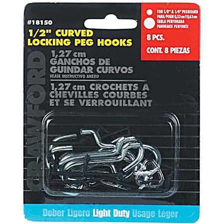 Curved Hooks with Peg Lock - 8 Pk