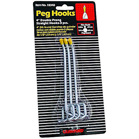 4 in Double-Prong Straight Hook - 3 Pk