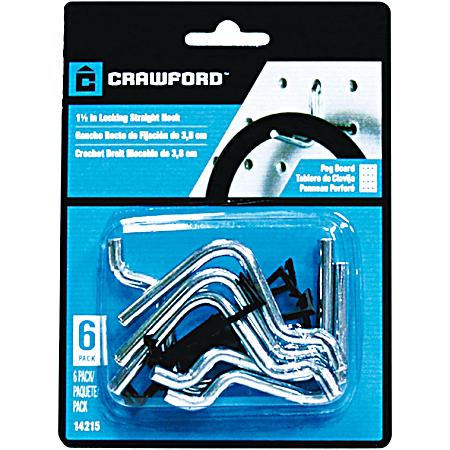 6 Pk. HD Straight Hook w/Peg Lock