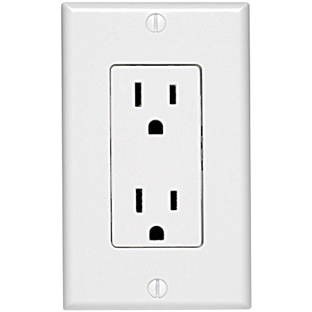 Decora Straight Blade Duplex Receptacle - White