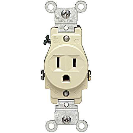Standard 15 Amp Single Power Receptacle - White