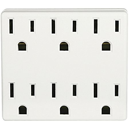 6-Outlet White Grounding Adapter