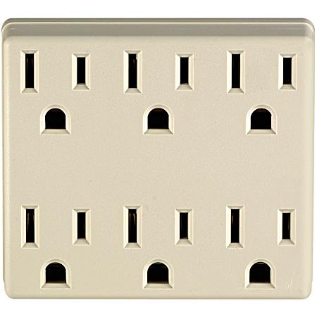 6-Outlet Ivory Plug-In Grounding Adapter