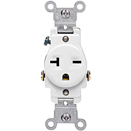 20 Amp Single Outlet - White